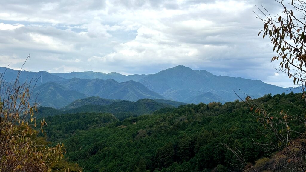 Panoramic mountain landscape of rural Nara with layered forests and valleys